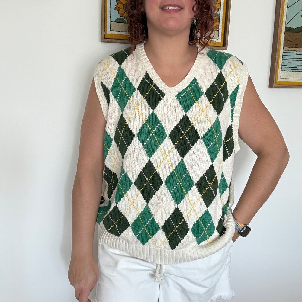 Lands end argyle golf sweater vest size XL